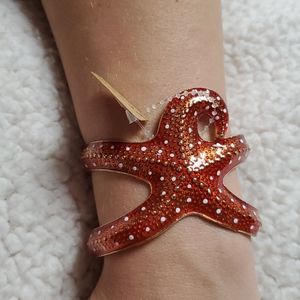 Gold and Coral Sarfish Cuff Bracelet